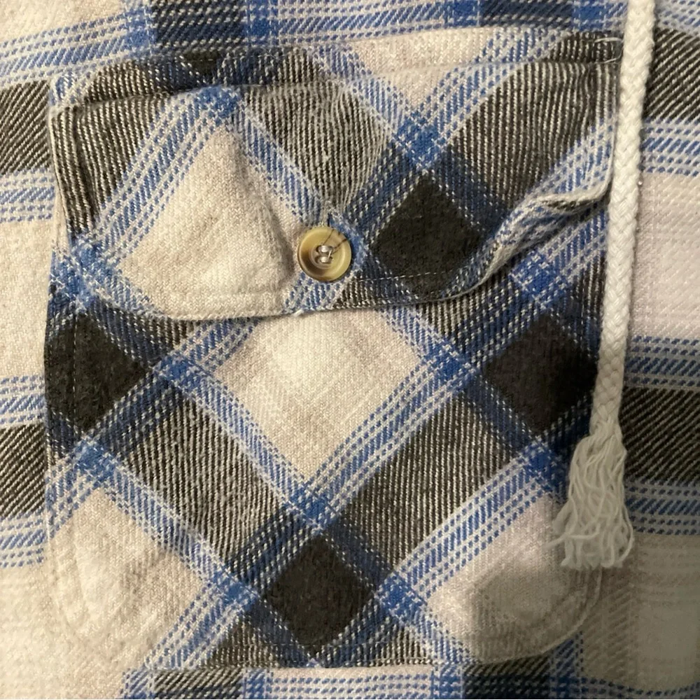 Roots Hooded Plaid Flannel Vest with Blue Accents 2XLT